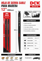 Set Hoja De Sierra Sable 12" Para Madera 6 Unidades Pack