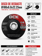 10 Discos De Desbaste 4 1/2" 115mm Color Negro Dck Negro