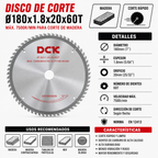 Disco De Sierra Circular 7 1/4" 185mm 60 Dientes Para Madera Dck